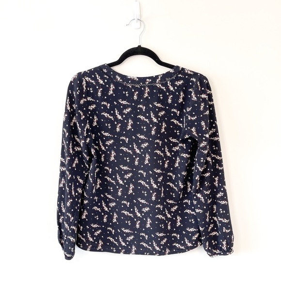 Cyrillus Paris Navy Floral Print Blouse Size 34/4 - Picture 4 of 8
